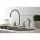 Serena Two-Handle 4-Hole 8" Centerset Kitchen Faucet with Plastic Side Sprayer