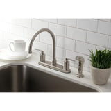 Serena Two-Handle 4-Hole 8" Centerset Kitchen Faucet with Plastic Side Sprayer