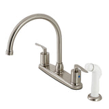 Serena Two-Handle 4-Hole 8" Centerset Kitchen Faucet with Plastic Side Sprayer
