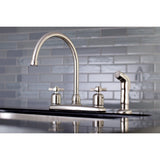 Millennium Two-Handle 4-Hole Deck Mount 8" Centerset Kitchen Faucet with Side Sprayer