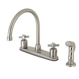 Millennium Two-Handle 4-Hole Deck Mount 8" Centerset Kitchen Faucet with Side Sprayer