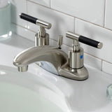 Kaiser Two-Handle 3-Hole Deck Mount 4" Centerset Bathroom Faucet with Plastic Pop-Up