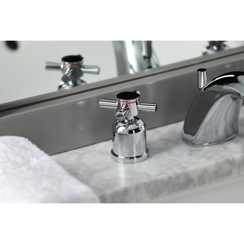 Concord Two-Handle 3-Hole Deck Mount Widespread Bathroom Faucet with Retail Pop-Up Drain