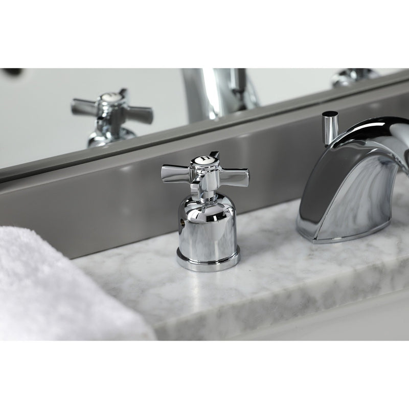 Millennium Two-Handle 3-Hole Deck Mount Widespread Bathroom Faucet with Retail Pop-Up Drain