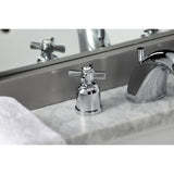 Millennium Two-Handle 3-Hole Deck Mount Widespread Bathroom Faucet with Plastic Pop-Up