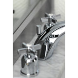 Millennium Two-Handle 3-Hole Deck Mount Widespread Bathroom Faucet with Plastic Pop-Up