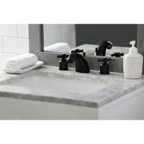 Millennium Two-Handle 3-Hole Deck Mount Widespread Bathroom Faucet with Plastic Pop-Up