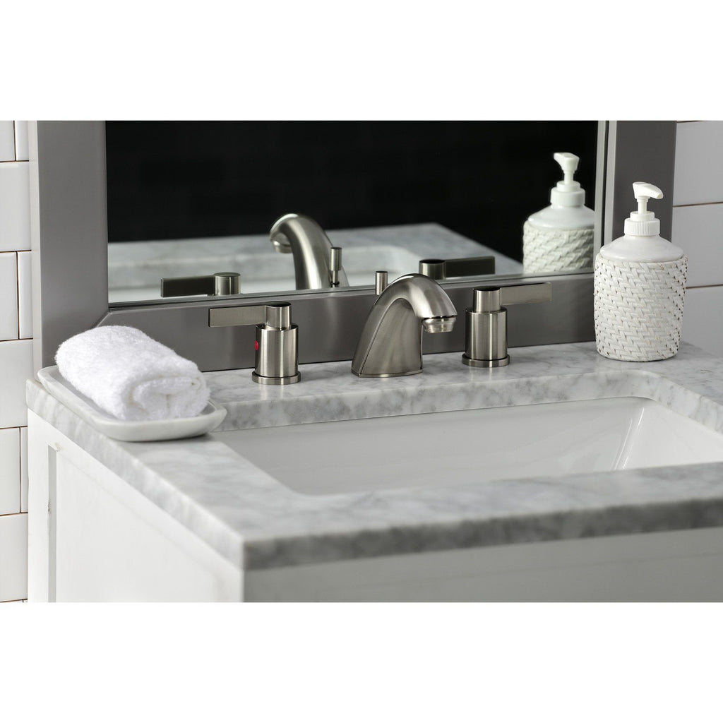 NuvoFusion Two-Handle 3-Hole Deck Mount Widespread Bathroom Faucet with Plastic Pop-Up
