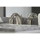 Millennium Two-Handle 3-Hole Deck Mount Widespread Bathroom Faucet with Plastic Pop-Up