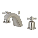 Millennium Two-Handle 3-Hole Deck Mount Widespread Bathroom Faucet with Plastic Pop-Up