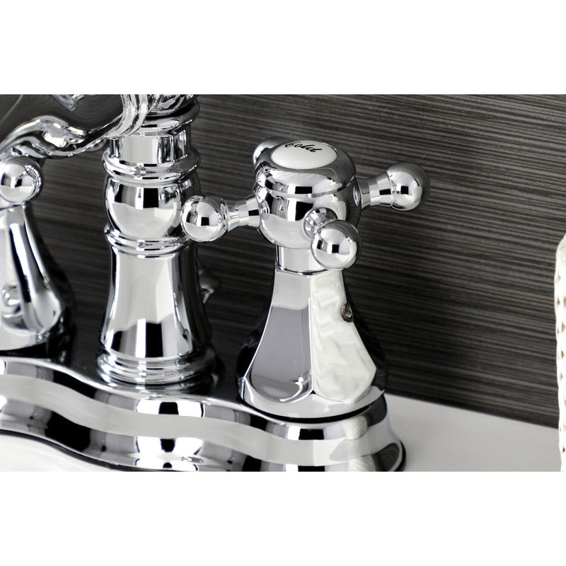 Metropolitan Double-Handle 3-Hole Deck Mount 4-Inch Centerset Bathroom Faucet with Brass Pop-Up