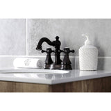 Metropolitan Two-Handle 3-Hole Deck Mount 4" Centerset Bathroom Faucet with Pop-Up Drain