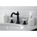 American Classic Two-Handle 3-Hole Deck Mount Widespread Bathroom Faucet with Brass Pop-Up Drain