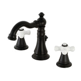 American Classic Two-Handle 3-Hole Deck Mount Widespread Bathroom Faucet with Brass Pop-Up Drain
