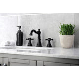 Metropolitan Two-Handle 3-Hole Deck Mount Widespread Bathroom Faucet with Brass Pop-Up Drain