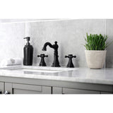 Metropolitan Two-Handle 3-Hole Deck Mount Widespread Bathroom Faucet with Brass Pop-Up