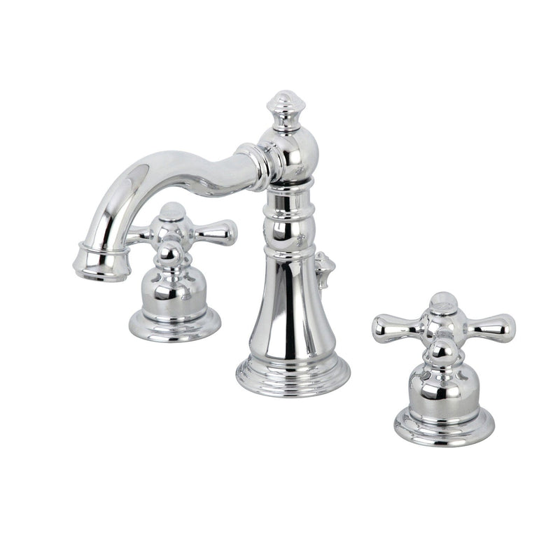 American Classic Two-Handle 3-Hole Deck Mount Widespread Bathroom Faucet with Retail Pop-Up Drain