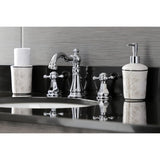 Metropolitan Two-Handle 3-Hole Deck Mount Widespread Bathroom Faucet with Retail Pop-Up Drain