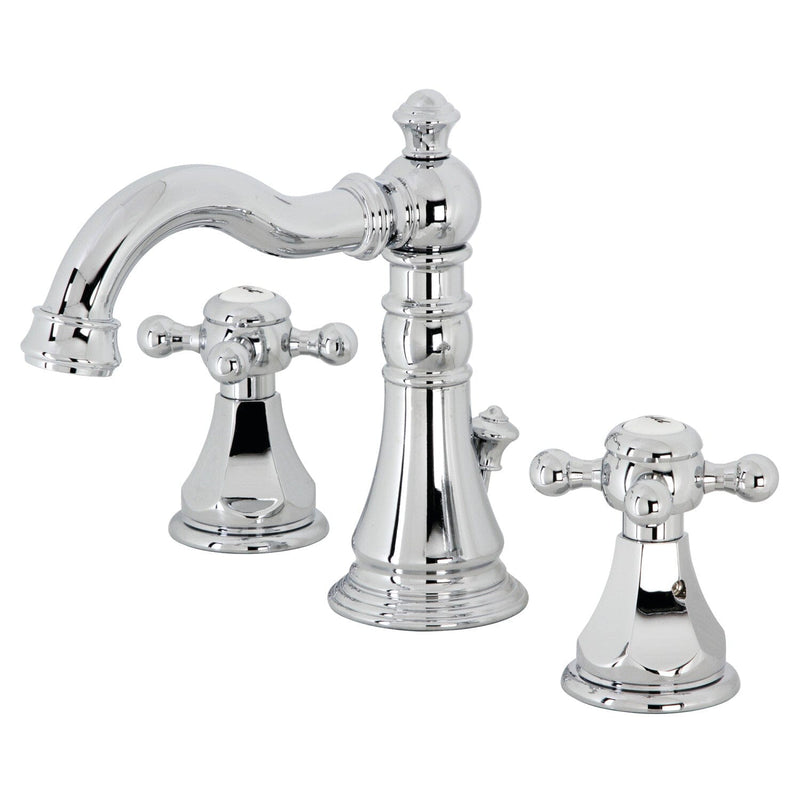 Metropolitan Two-Handle 3-Hole Deck Mount Widespread Bathroom Faucet with Retail Pop-Up Drain