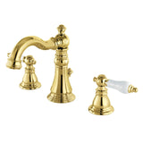 American Patriot Two-Handle 3-Hole Deck Mount Widespread Bathroom Faucet with Pop-Up Drain