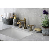 Metropolitan Two-Handle 3-Hole Deck Mount Widespread Bathroom Faucet with Brass Pop-Up Drain