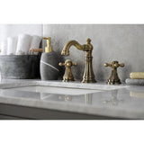 Metropolitan Two-Handle 3-Hole Deck Mount Widespread Bathroom Faucet with Brass Pop-Up Drain