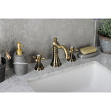 Metropolitan Two-Handle 3-Hole Deck Mount Widespread Bathroom Faucet with Brass Pop-Up Drain
