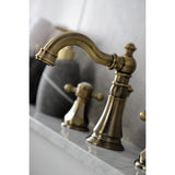 Metropolitan Two-Handle 3-Hole Deck Mount Widespread Bathroom Faucet with Brass Pop-Up Drain