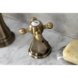 Metropolitan Two-Handle 3-Hole Deck Mount Widespread Bathroom Faucet with Brass Pop-Up Drain