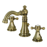 Metropolitan Two-Handle 3-Hole Deck Mount Widespread Bathroom Faucet with Brass Pop-Up Drain