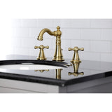 American Classic Two-Handle 3-Hole Deck Mount Widespread Bathroom Faucet with Brass Pop-Up