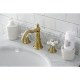 American Classic Two-Handle 3-Hole Deck Mount Widespread Bathroom Faucet with Brass Pop-Up