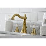 American Classic Two-Handle 3-Hole Deck Mount Widespread Bathroom Faucet with Brass Pop-Up