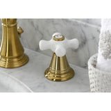 American Classic Two-Handle 3-Hole Deck Mount Widespread Bathroom Faucet with Brass Pop-Up