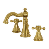 Metropolitan Two-Handle 3-Hole Deck Mount Widespread Bathroom Faucet with Brass Pop-Up Drain