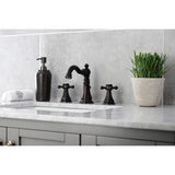 Metropolitan Two-Handle 3-Hole Deck Mount Widespread Bathroom Faucet with Retail Pop-Up Drain