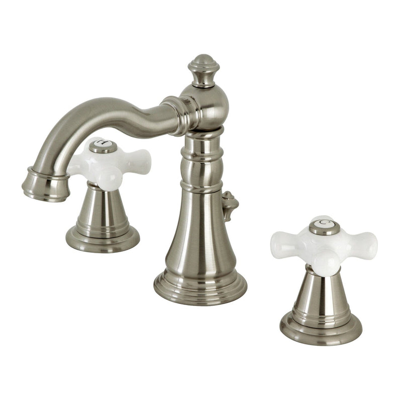 American Classic Two-Handle 3-Hole Deck Mount Widespread Bathroom Faucet with Retail Pop-Up Drain