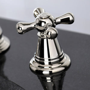 American Classic Two-Handle 3-Hole Deck Mount Widespread Bathroom Faucet with Brass Pop-Up Drain