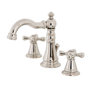 American Classic Two-Handle 3-Hole Deck Mount Widespread Bathroom Faucet with Brass Pop-Up Drain