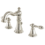 English Classic Two-Handle 3-Hole Deck Mount Widespread Bathroom Faucet with Brass Pop-Up