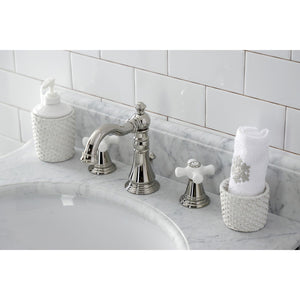 American Classic Two-Handle 3-Hole Deck Mount Widespread Bathroom Faucet with Brass Pop-Up Drain