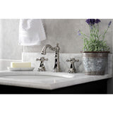 Metropolitan Two-Handle 3-Hole Deck Mount Widespread Bathroom Faucet with Brass Pop-Up Drain