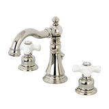 American Classic Two-Handle 3-Hole Deck Mount Widespread Bathroom Faucet with Brass Pop-Up