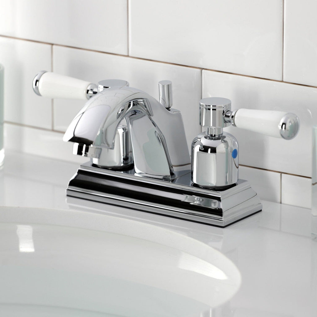 Paris Two-Handle 3-Hole Deck Mount 4" Centerset Bathroom Faucet with Pop-Up Drain