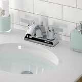NuvoFusion Two-Handle 3-Hole Deck Mount 4" Centerset Bathroom Faucet with Pop-Up Drain