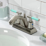 Kaiser Two-Handle 3-Hole Deck Mount 4" Centerset Bathroom Faucet with Pop-Up Drain