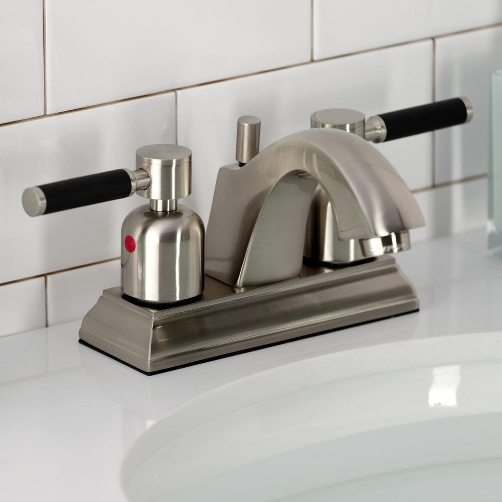 Kaiser Two-Handle 3-Hole Deck Mount 4" Centerset Bathroom Faucet with Pop-Up Drain