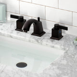 Meridian Two-Handle 3-Hole Deck Mount Widespread Bathroom Faucet with Pop-Up Drain