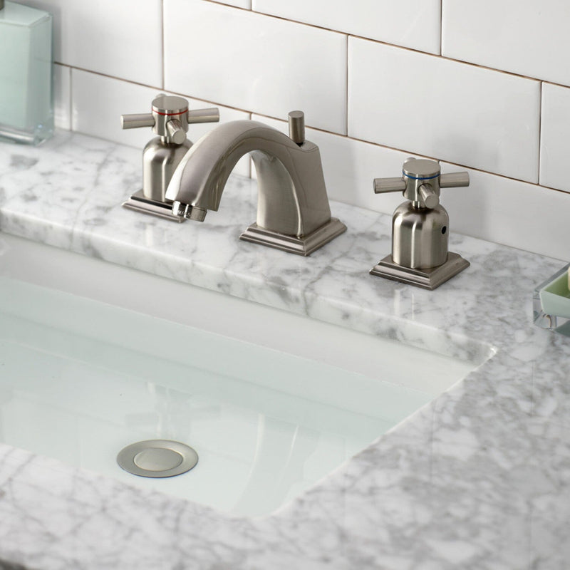 Concord Two-Handle 3-Hole Deck Mount Widespread Bathroom Faucet with Brass Pop-Up Drain