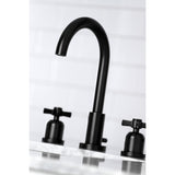 Millennium Two-Handle 3-Hole Deck Mount Widespread Bathroom Faucet with Brass Pop-Up Drain